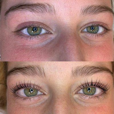 Lash lift and tint before and after