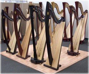 The Lyon & Healy Prelude, Troubadour, and Ogden Lever Harps at The Harp Connection