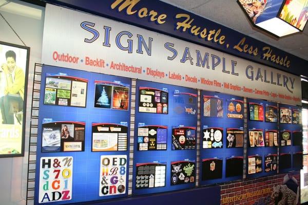 Signs, Banners, Posters, Canvas Prints, Magnetic Signs, Decals, Site Signs and much more...come see our sample displays