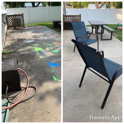 Concrete patio. Before and after.