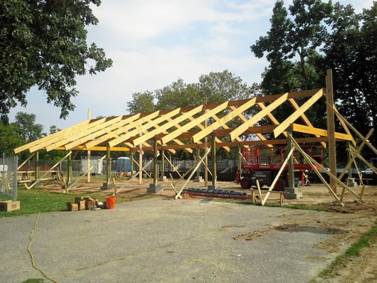 Massive LVL Timbers for roof rafters.