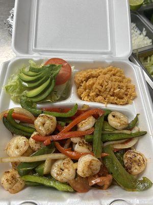 Shrimp fajitas,  Serve it with rice and salad and 4 tortillas