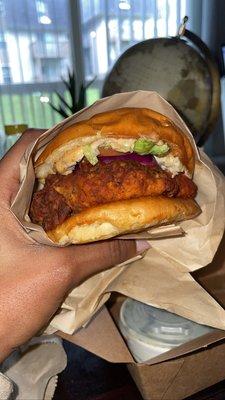 Hot "chicken" sandwich