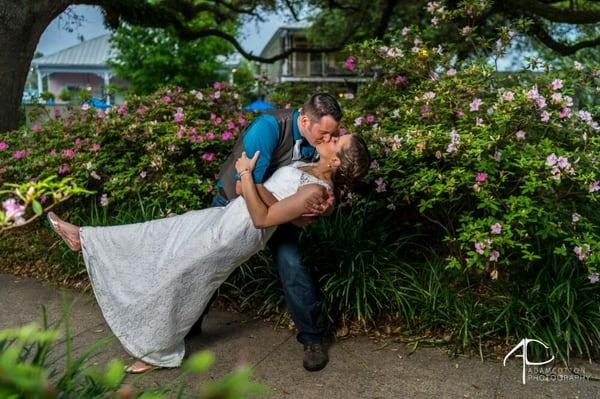 Wedding couple shoot in downtown Pensacola, Florida.