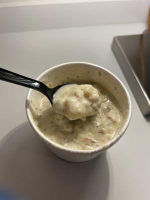 Clam chowder, loaded with clams and potatoes