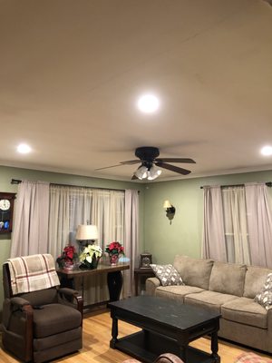 Residential overhead fan and recessed lighting installation in Milford CT