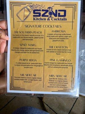 Drink menu