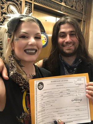 My now HUSBAND and me after getting our marriage license at the BEAUTIFUL county clerk's building.