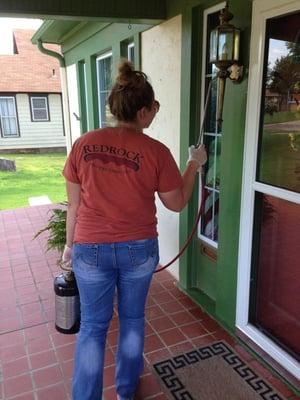 Liquid treatment to Your Home windows and door is Standard Treatment for our Customers!  Keep the Pests Out!