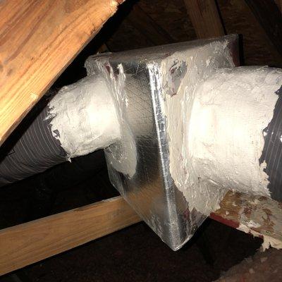 Properly sealed air duct connections.