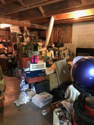 35 years of stuff in Basement before the sort & clean out