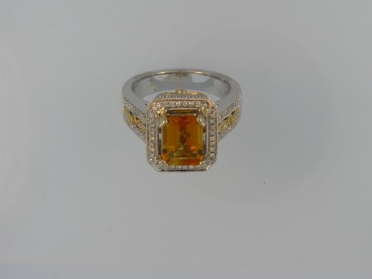 14K GOLD & DIAMOND
 WITH CITRINE STONE