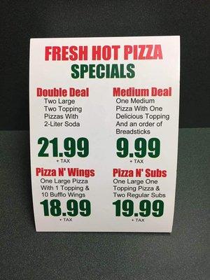 Fresh Hot Pizza * Specials