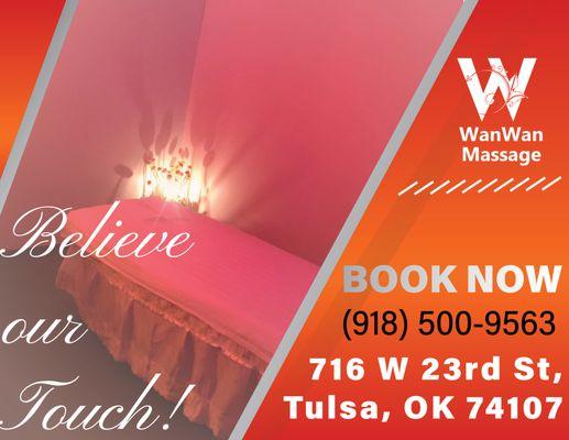 Discover tranquility at WanWan Massage in Tulsa, your sanctuary for unmatched massage experiences.