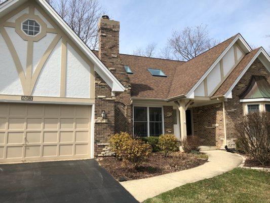 Before - Garage had octagon window and tudor style trim the customer wanted to eliminate