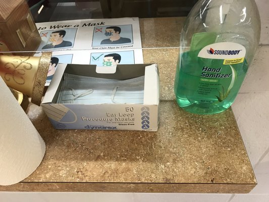 Masks and sanitizer available if you forget