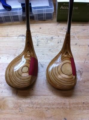 Refurbished a customer's old wooden fairway woods for display in their house