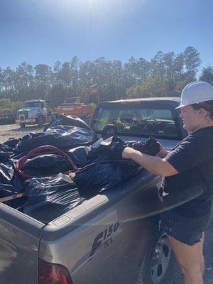 Dropping off trash at the transfer station