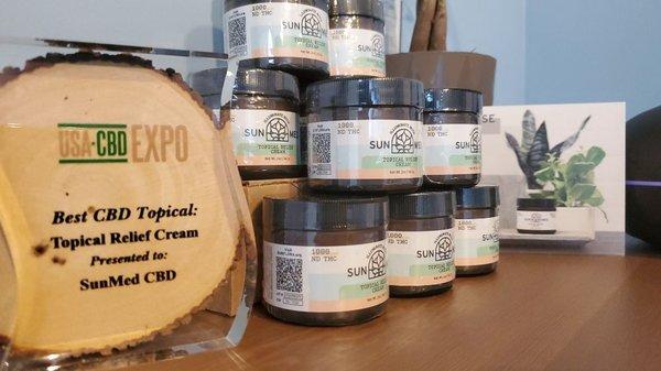 Award winning products at CBD expos. Our Collagen Topical,  Orange Tincture,  and Topical Cream are all Number One in the USA. #1