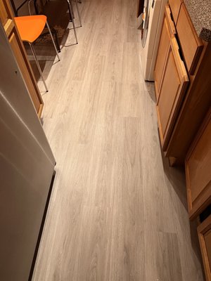 Kitchen with hardwood.