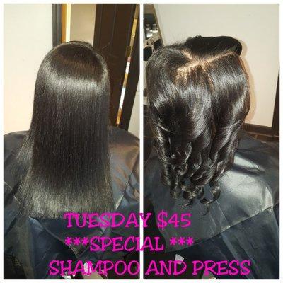 Shampoo and blowdry or shampoo and style