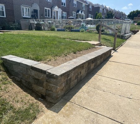 Retaining wall completed for clients in the Delaware County region.