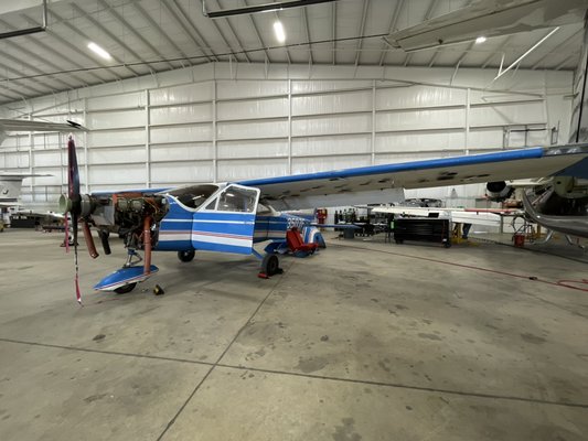 Cessna 177 under annual inspection