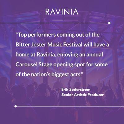 Testimonial from Ravinia Festival about the Bitter Jester Music Fest!