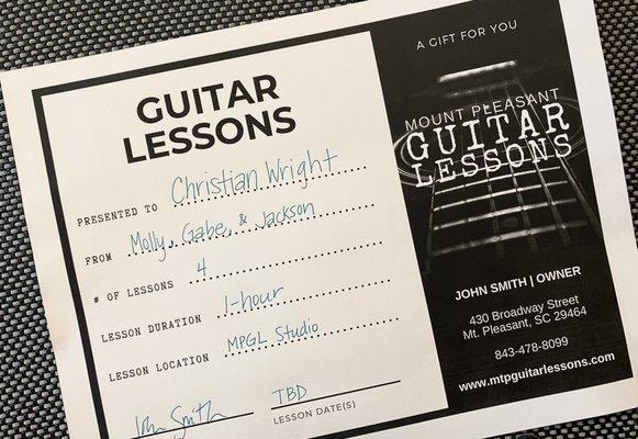 Gift certificates are available! Lessons are truly the gift that keeps on giving... get yours today!