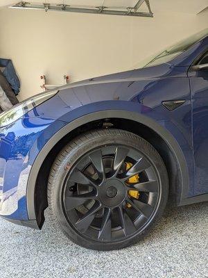 A nice yellow coating on my brake calipers.