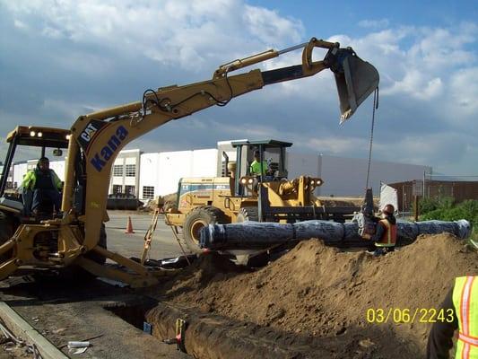 Water Pipe Line installation in street Ductile Iron Pipe