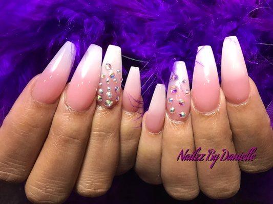 Pink n white ombré fullset