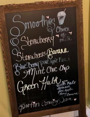 Smoothies Menu