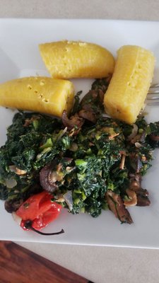 Boiled plantain and vegetable (green)