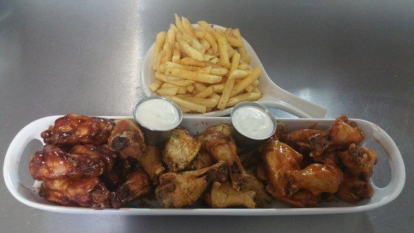 30 piece wings side of family fries