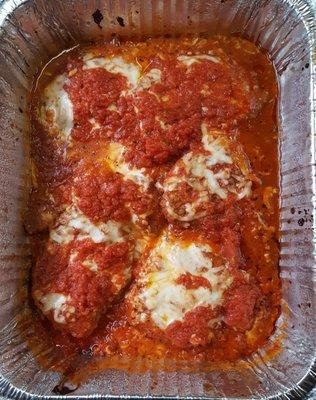 Chicken parm from Monday night's takeout special. Great sauce! Will feed 4.