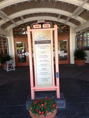 Burger menu at Seaport marketplace in Seaworld. Decent burgers.