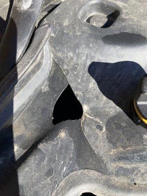 Hole from oil fill cap