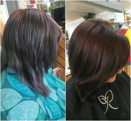 A beautiful change ... from pastel lavender to a deep auburn