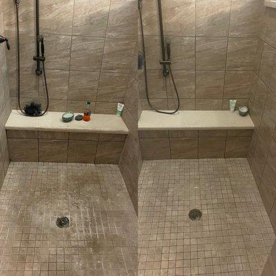 Before and after shower cleaning