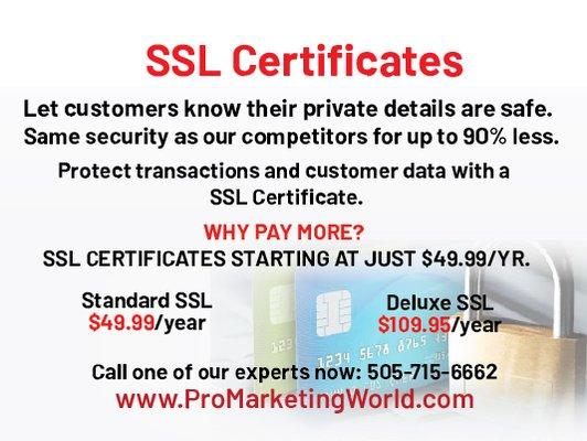 Let customers know your details are private with a SSL Certificate learn more with Pro Marketing World