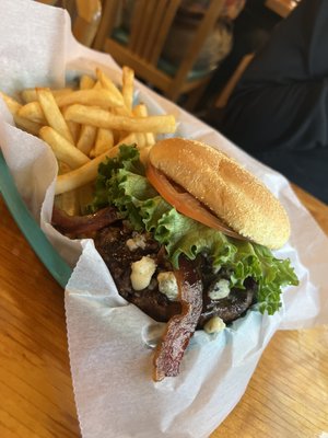 Chocolate, bacon and Gorgonzola burger