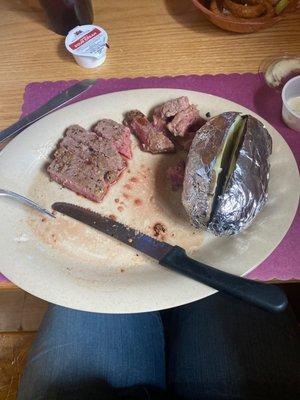 New York strip and baked potato