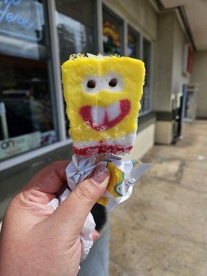 I just had to try this Spongebob SquarePants popsicle bar. See what the hype is all about XD