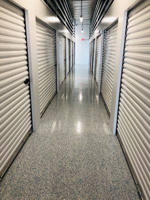 Sealed Floor Hallways with Bright Lighting and video surveillance