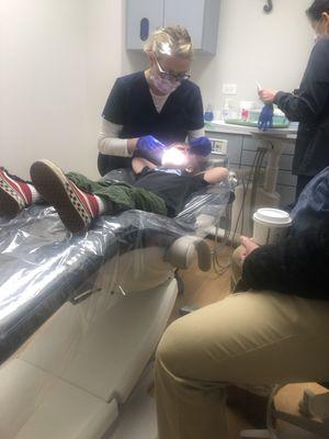 Asher getting his fillings worked on