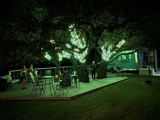 Beer patio at night