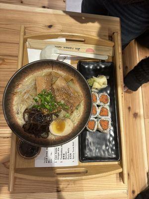 Tonkatsu Ramen with spicy tuna roll