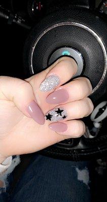 Almond nails with star design!