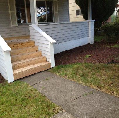 Finished porch, ready to put the rocking chairs on and drink some Hot Cocoa